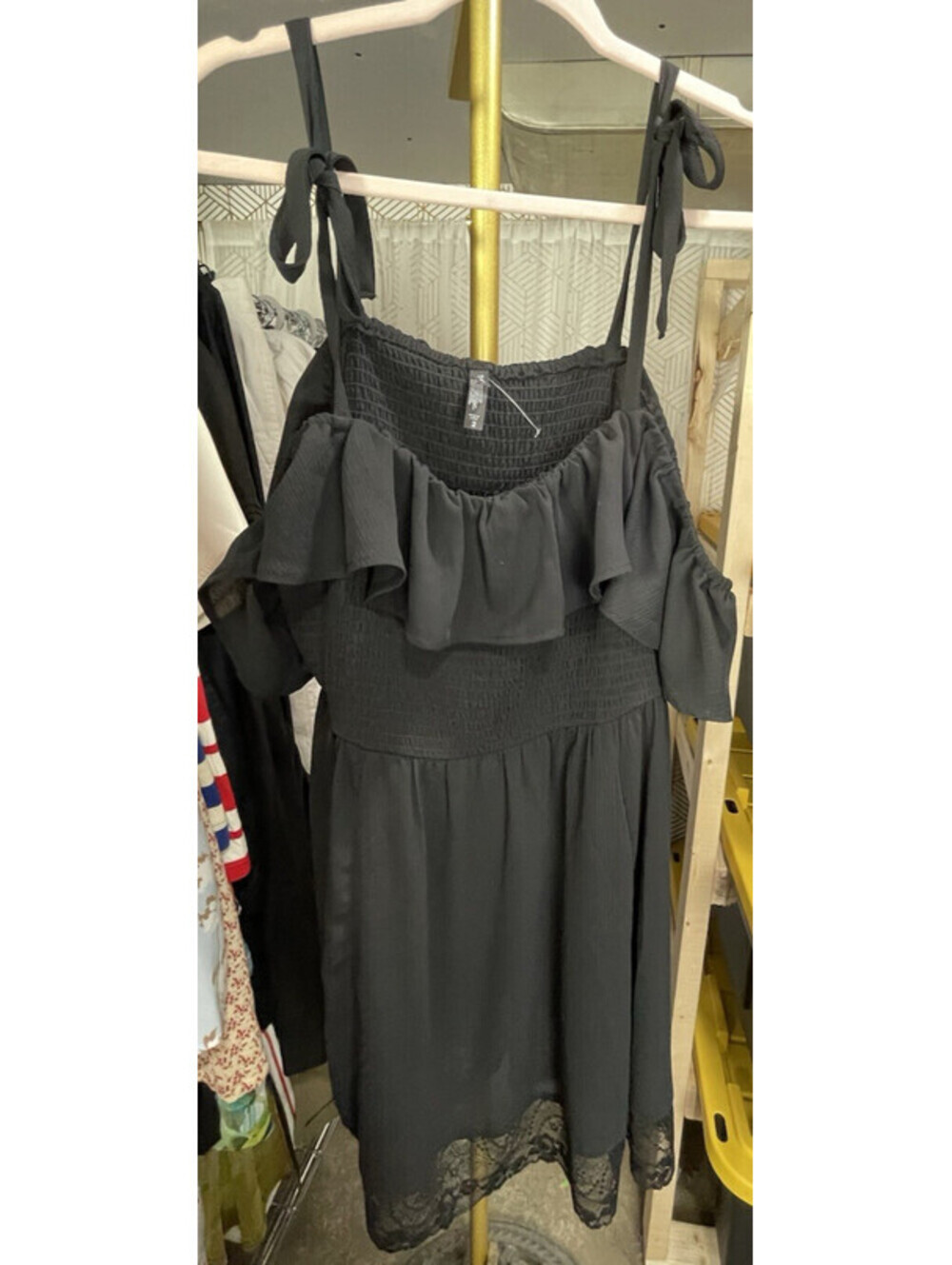 Torrid Mini Dress 2 Black Coverup Ruffle Lace Trim Casual Off Shoulder Pullover